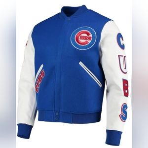Men Pro standard royal white Chicago Cubs varsity logo full-zip jacket
